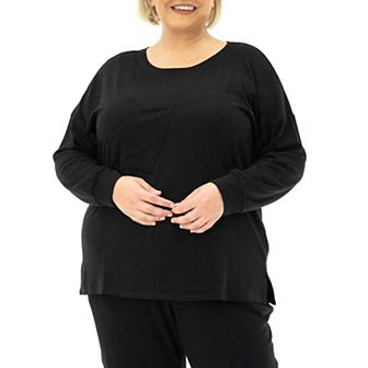 Plus Size Nina Leonard Drop Shoulder Crewneck Top