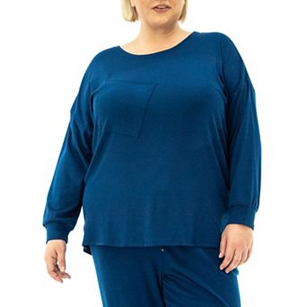 Plus Size Nina Leonard Drop Shoulder Crewneck Top
