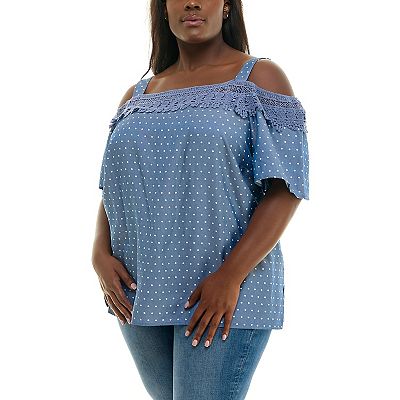 Cold shoulder crochet top clearance