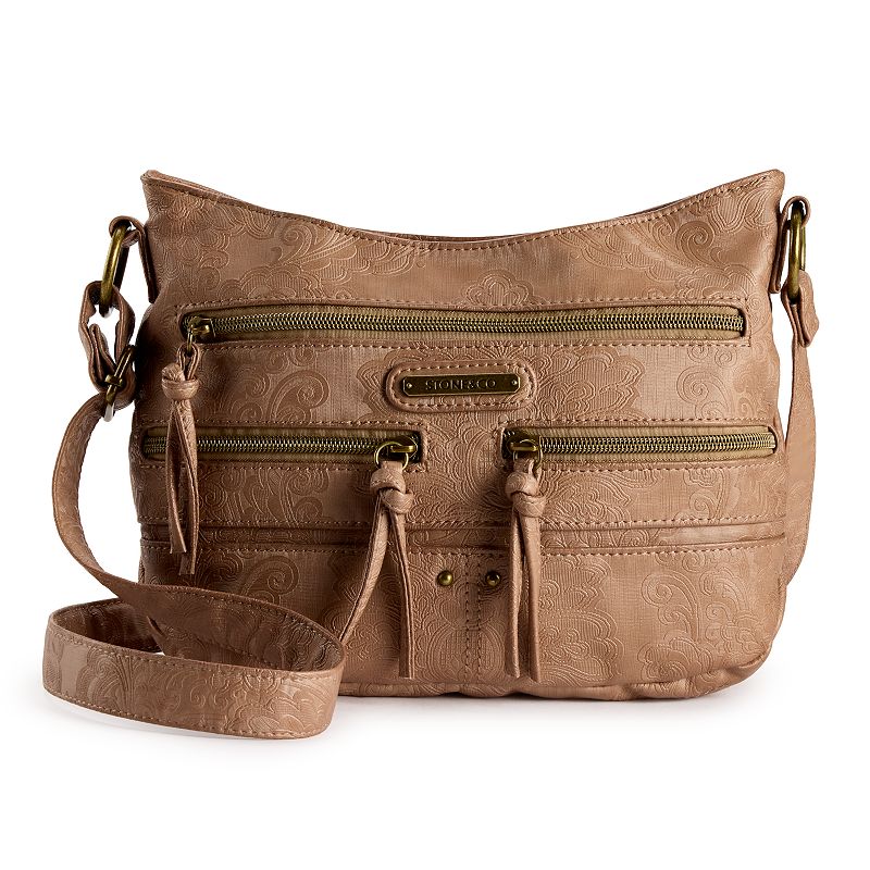 Stone & Co. Embossed Smokey Boat Bottom Hobo Bag, Brown