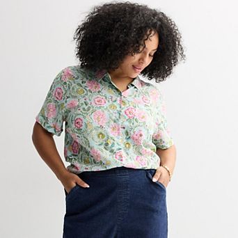 Plus Size Croft & Barrow® Camp Shirt