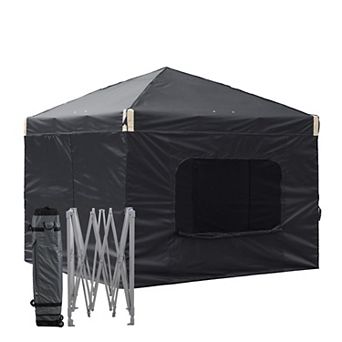 Aoodor 10 x 10 FT Pop Up Canopy Tent with Roller Bag, Portable Instant Shade Canopy with Curtain
