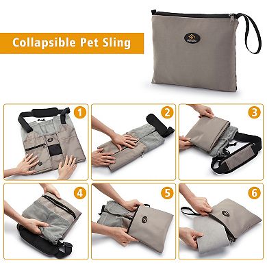 Foldable Pet Sling Carrier with Adjustable Opening 3 Pockets