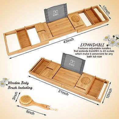 Wooden Bathtub Tray with Extendable Sizes