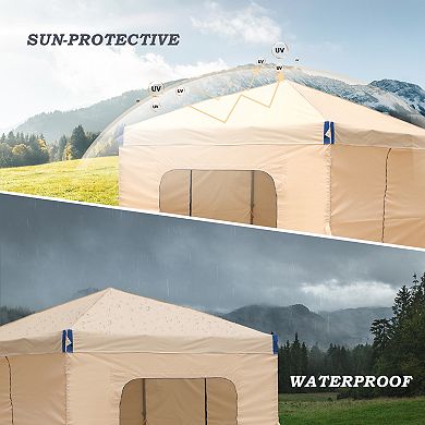 Aoodor 10 x 10 FT Pop Up Canopy Tent with Roller Bag, Portable Instant Shade Canopy with Curtain