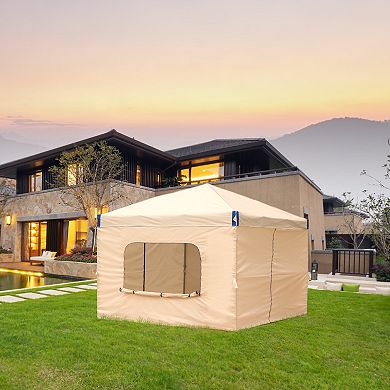 Aoodor 10 x 10 FT Pop Up Canopy Tent with Roller Bag, Portable Instant Shade Canopy with Curtain