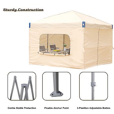 Aoodor 10 x 10 FT Pop Up Canopy Tent with Roller Bag, Portable Instant Shade Canopy with Curtain