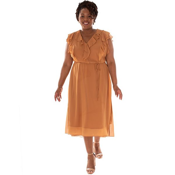 Plus Size Maison Tara Ruffle Bodice Midi Dress