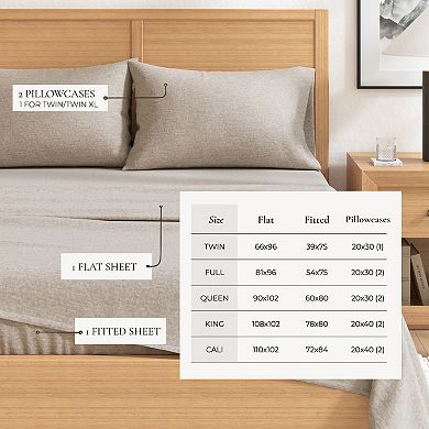 Madelinen Turkish Cotton Heathered Flannel Premium Sheet Set with Pillowcases