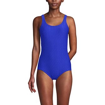 Women's Lands' End Scoop Neck Tugless One-Piece Swimsuit