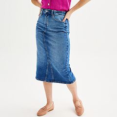 Jean Skirt for Women Fashion Casual High Waist Solid Button Denim Jean Midi  Skirt Slim Jean Skirts 