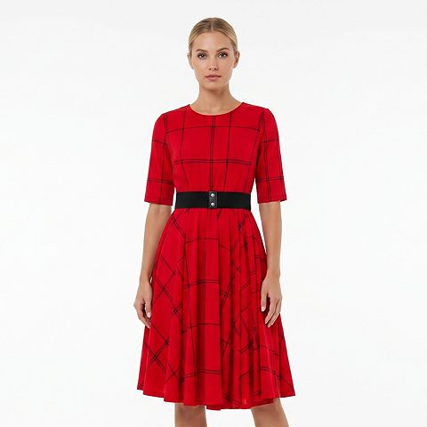 Женские платья Maison Women's Maison Tara Plaid Knit Fit & Flair Dress