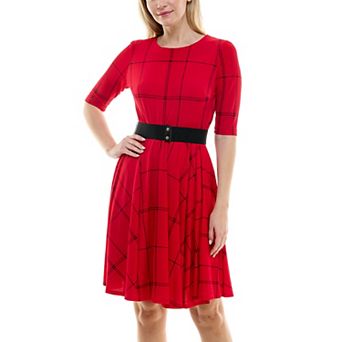 Women's Maison Tara Plaid Knit Fit & Flair Dress