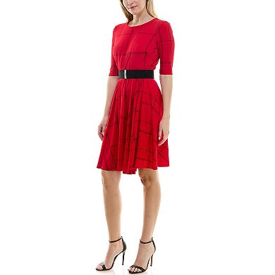 Women's Maison Tara Plaid Knit Fit & Flair Dress