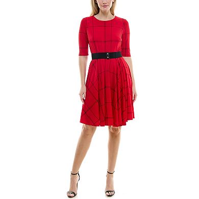 Women's Maison Tara Plaid Knit Fit & Flair Dress