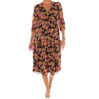 Women's Maison Tara Faux Ruffle Wrap Midi Dress