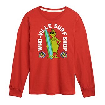 Boys 8-20 Dr. Seuss The Grinch Who-Ville Surf Shop Long Sleeve Graphic Tee