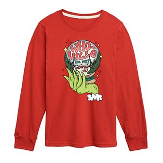 Boys 8-20 Dr. Seuss The Grinch Who-Ville Globe Long Sleeve Graphic Tee