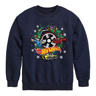 Boys 8-20 Hot Wheels Christmas Wreath Crew Fleece Sweatshirt