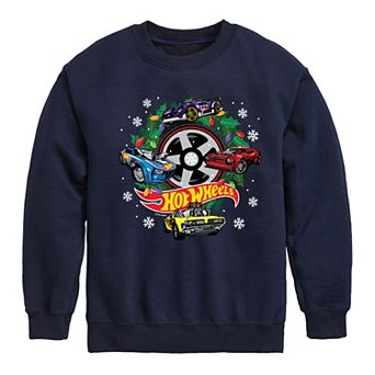 Boys 8-20 Hot Wheels Christmas Wreath Crew Fleece Sweatshirt