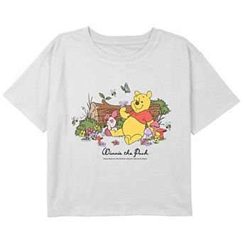 Girls Winnie The Pooh And Piglet Chilling Boxy Cropped Graphic Tee