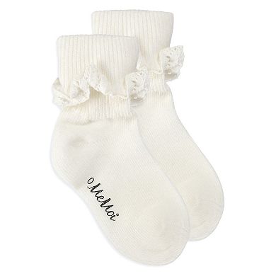 Little Kids Girls Ruffle Eyelet Cotton Blend Anklet Sock