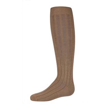 Girls Wide Ribbed Cotton Blend Uniform Knee Socks