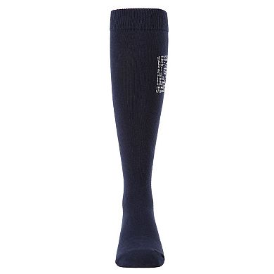 Little Kids Rhinestone Heart Girls Knee High Cotton Blend Socks