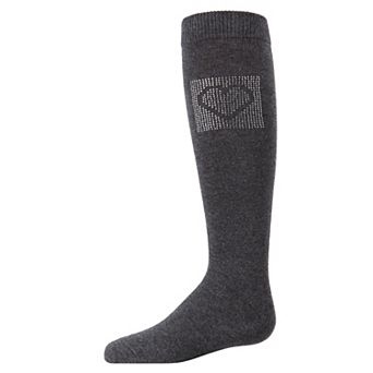 Little Kids Rhinestone Heart Girls Knee High Cotton Blend Socks