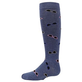 Glitzy Sunglasses Cotton Blend Knee High Socks