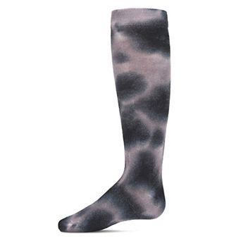 Girls Bleached Tie Dye Cotton Blend Knee High Socks