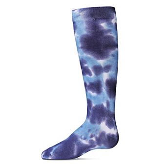 Girls Bleached Tie Dye Cotton Blend Knee High Socks