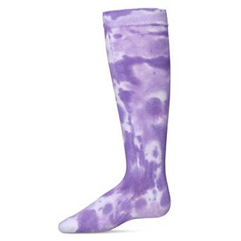 Girls Bleached Tie Dye Cotton Blend Knee High Socks