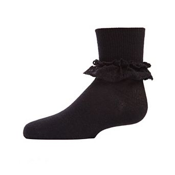 Double Dare Girls Dual-Layer Lace Cotton Blend Anklet Socks