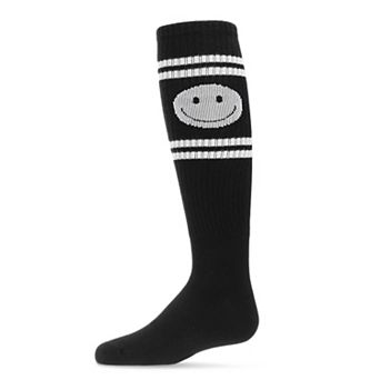Athletic Smiley Cotton Blend Knee High Socks