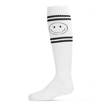 Athletic Smiley Cotton Blend Knee High Socks