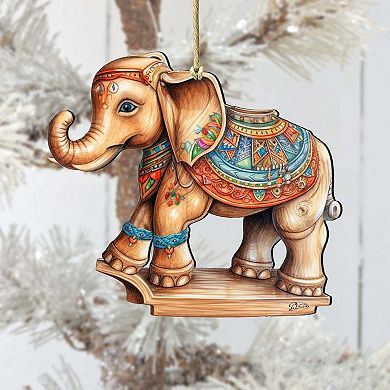 Carousel Elephant Wooden Christmas Ornaments by G. Debrekht - Christmas Decor