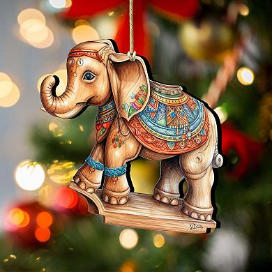 Carousel Elephant Wooden Christmas Ornaments by G. Debrekht - Christmas Decor