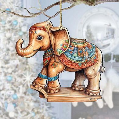 Carousel Elephant Wooden Christmas Ornaments by G. Debrekht - Christmas Decor