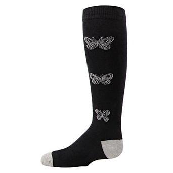 Little Kids Glitter Butterfly Cotton Blend Knee High Socks