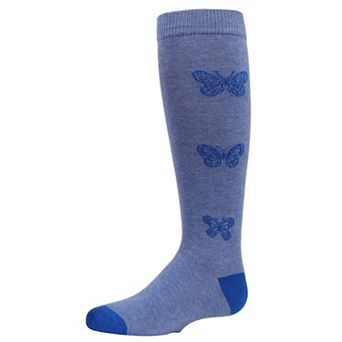 Little Kids Glitter Butterfly Cotton Blend Knee High Socks