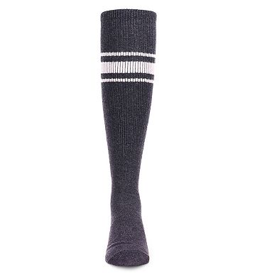 Marled Ribbed Stripe Girls Cotton Blend Knee High Socks