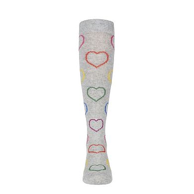 Dazzling Hearts Girls Cotton Blend Knee High Socks