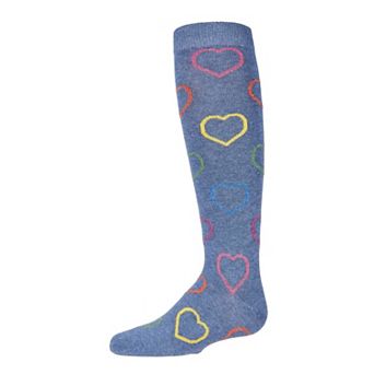 Dazzling Hearts Girls Cotton Blend Knee High Socks