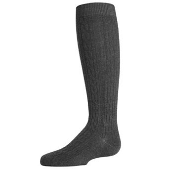 Cable Knit Girls Cotton Blend Knee High Socks