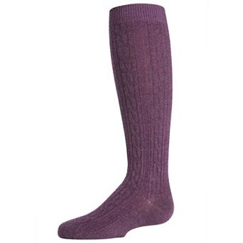 Cable Knit Girls Cotton Blend Knee High Socks