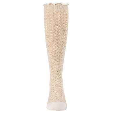Little Kids Open Work Shimmer Cotton Blend Knee High Socks