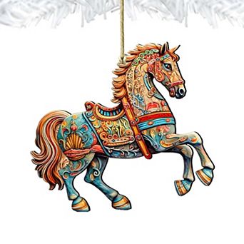 Carousel Horse Wooden Christmas Ornaments by G. Debrekht - Christmas Decor
