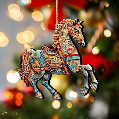 Carousel Horse Wooden Christmas Ornaments by G. Debrekht - Christmas Decor