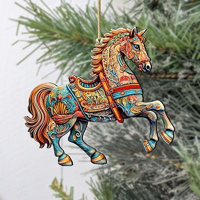 Carousel Horse Wooden Christmas Ornaments by G. Debrekht - Christmas Decor